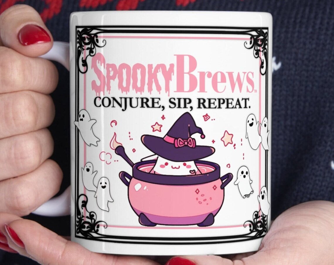 Witch Ghosts Halloween Mug, Hot Chocolate Or Coffee