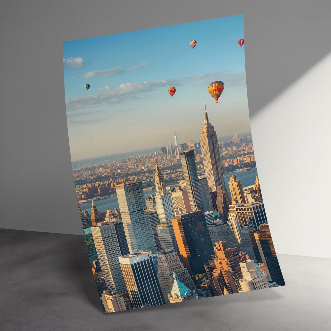 New York City Skyline With Colorful Hot Air Balloons Photo Poster - Image 3