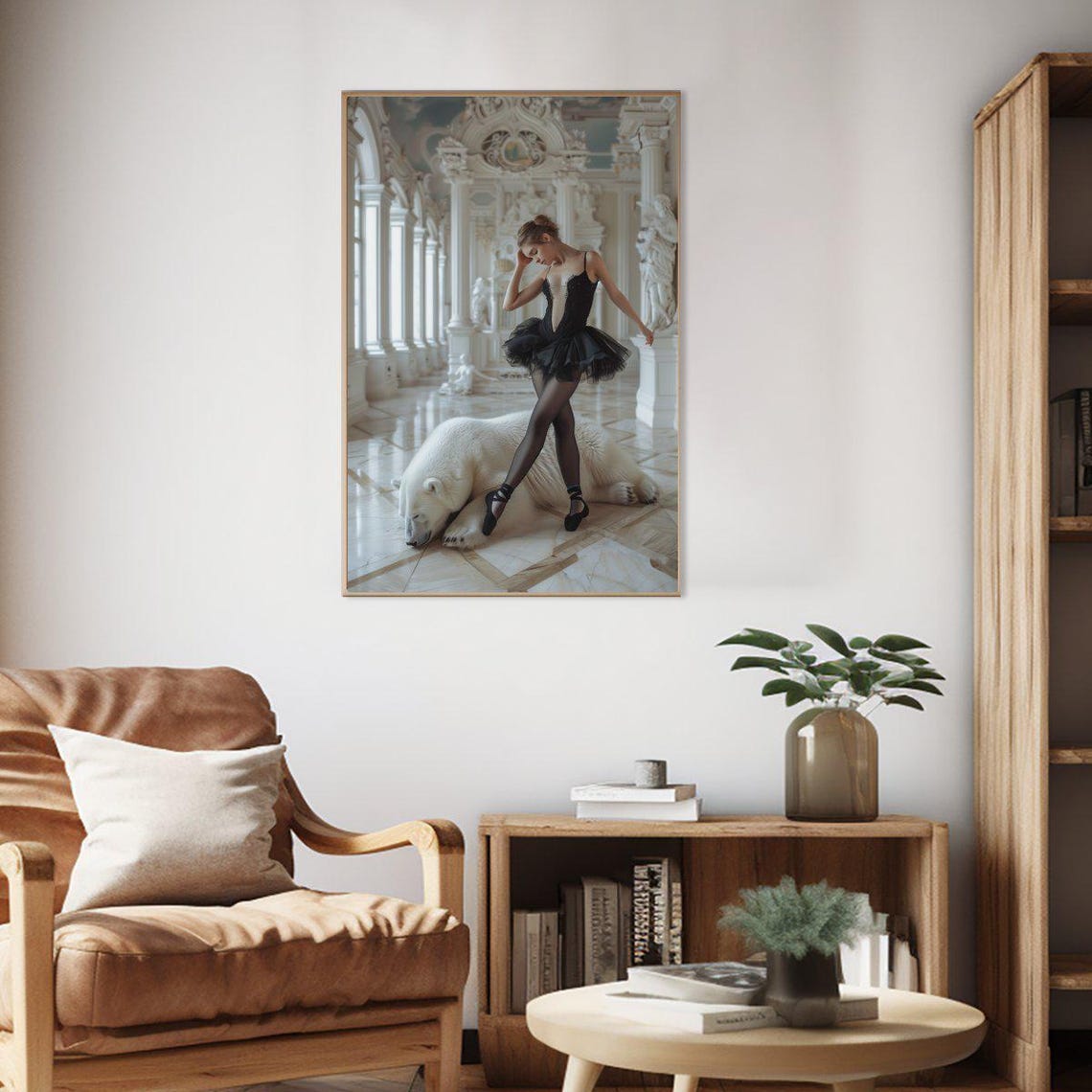 Ballerina Dancing In Palace With Polar Bear Surreal Art Poster - Image 2