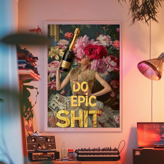 Do Epic Shit Art Poster Vintage Upcycled Wall Art Funny Sayings Wall Decor Unique Design Surreal Collage