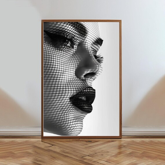 Abstract Black And White Face Wall Art Print Creative Modern Home Decor Unique Shadow Effect Artwork Stylish Interior Design