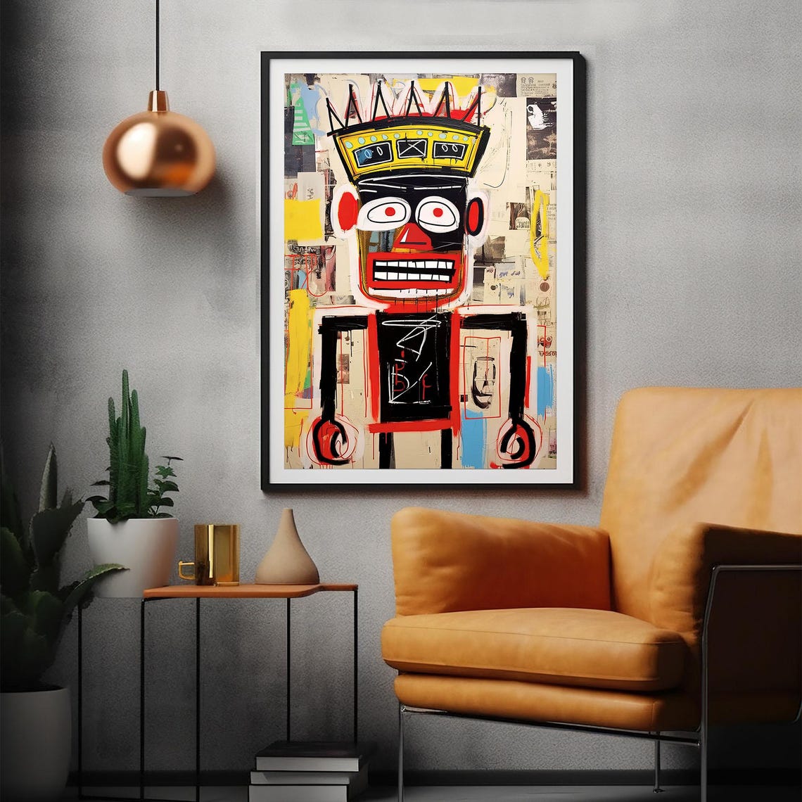 Bold Crowned Figure Neo Expressionist Street Art King Poster - Image 2