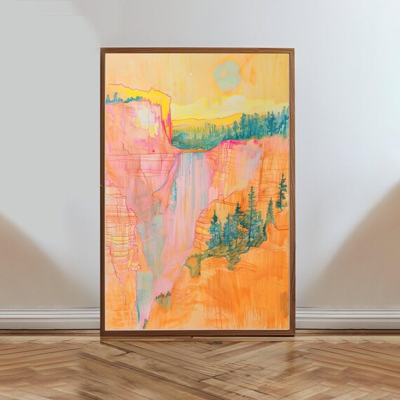 Colorful Canyon Wall Art Vibrant Landscape Print Abstract Nature Painting Home Decor Art Unique Wall Decor Modern Art Poster