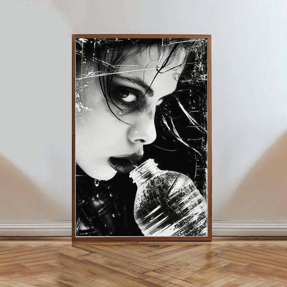 Gothic Black And White Wall Art Edgy Emotional Portrait Print Dark Aesthetic Home Decor Teen Room Decor Modern Art Photography