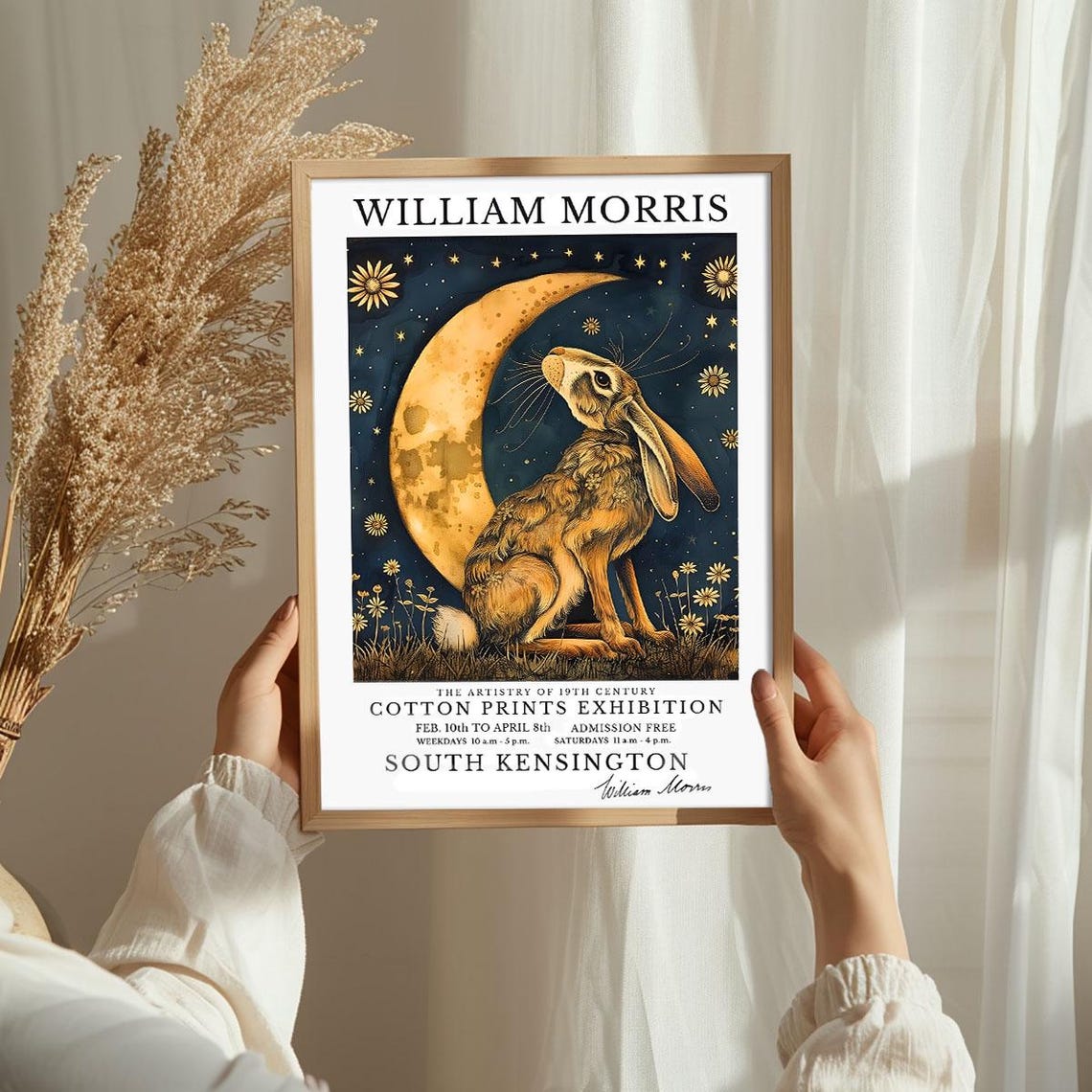 William Morris Hare With Golden Crescent Moon Exhibition Poster - Image 3