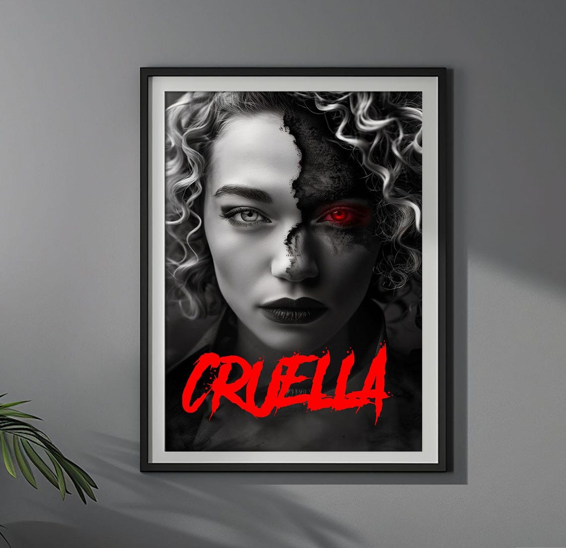 Cruella Split Face Dark Villain Portrait Horror Style Poster