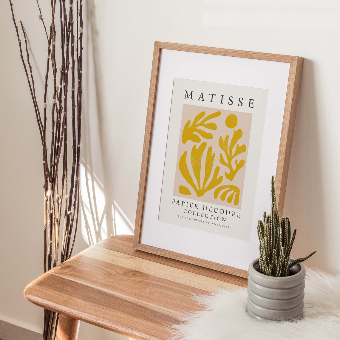 Matisse-Inspired Boho Abstract Yellow Art Print - Image 4