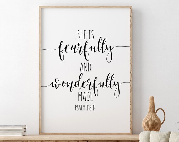 She Is Fearfully And Wonderfully Made Psalm 139:14 Scripture Poster