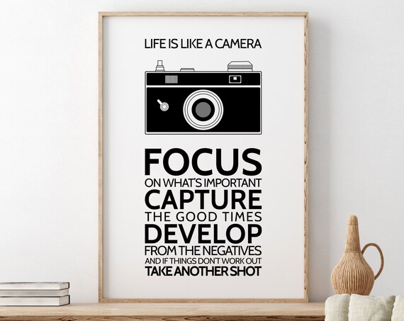 Life Is Like a Camera Focus Capture Good Times Vintage Poster