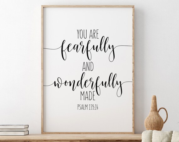 Psalm 139:14 Fearfully And Wonderfully Made Bible Verse Poster