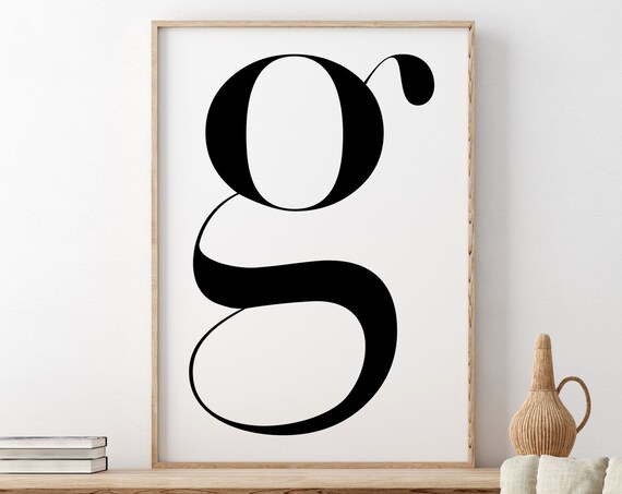 G Letter Decor Scandinavian Wall Art Nordic Poster G Letter Poster Scandinavian Poster Black And White Monogram Art Minimalist