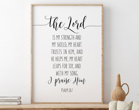 The Lord Is My Strength And My Shield Psalm 28:7 Scripture Poster