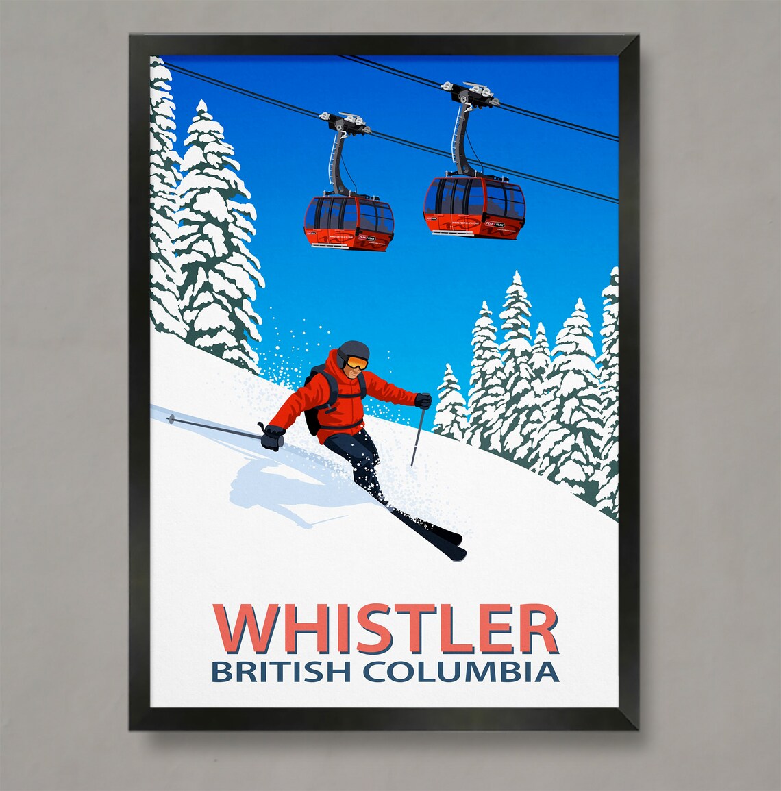 Whistler Skier Poster, Ski Resort Travel Poster