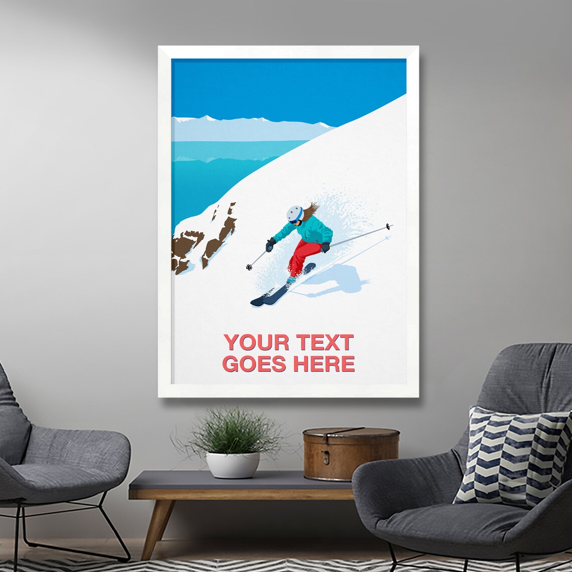 Personalized Ski Art for Female Skier Gift - Image 3