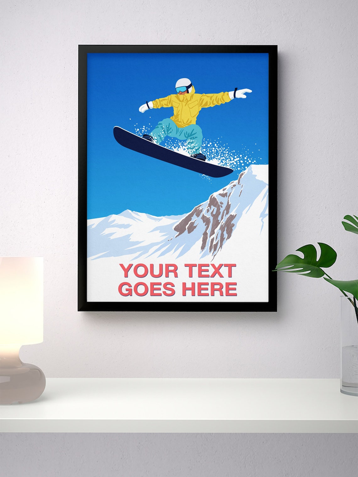 Personalised Snowboard Air Jump Poster Custom Text Winter Gift Art - Image 4