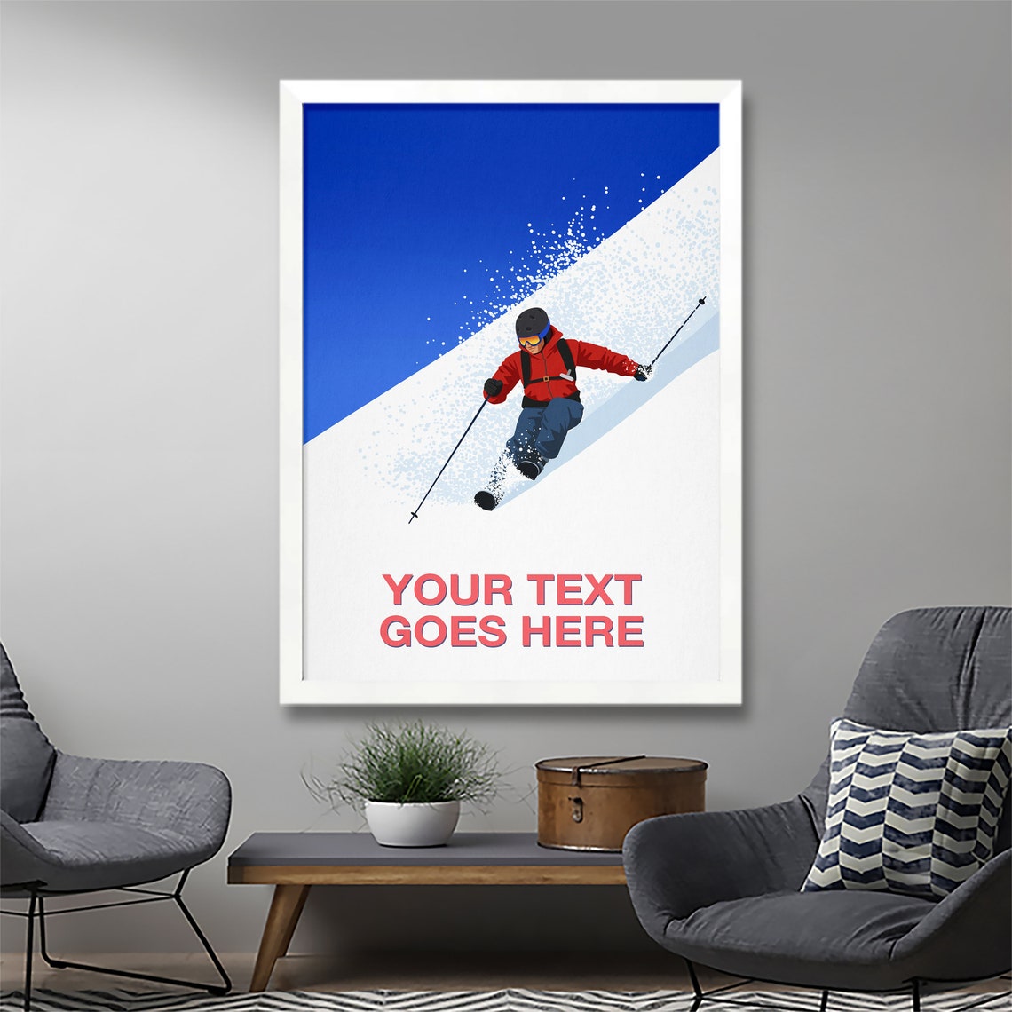 Personalised Ski Poster with Custom Text Carving Steep Powder Face - Image 3