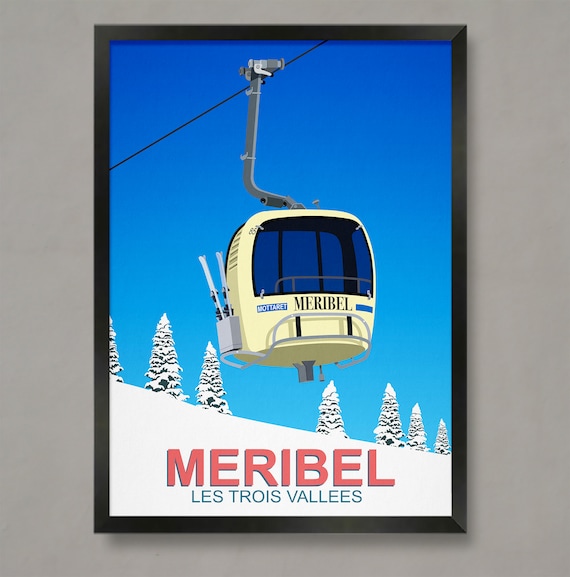 Meribel Ski Resort Poster, Ski Resort Travel Poster