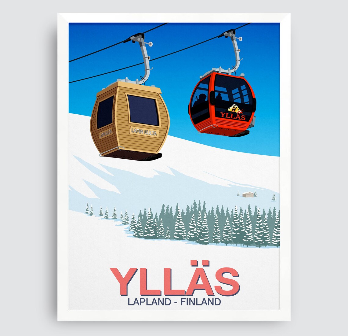 Yllas Ski Resort Travel Poster, Ski Resort Art Print - Image 3
