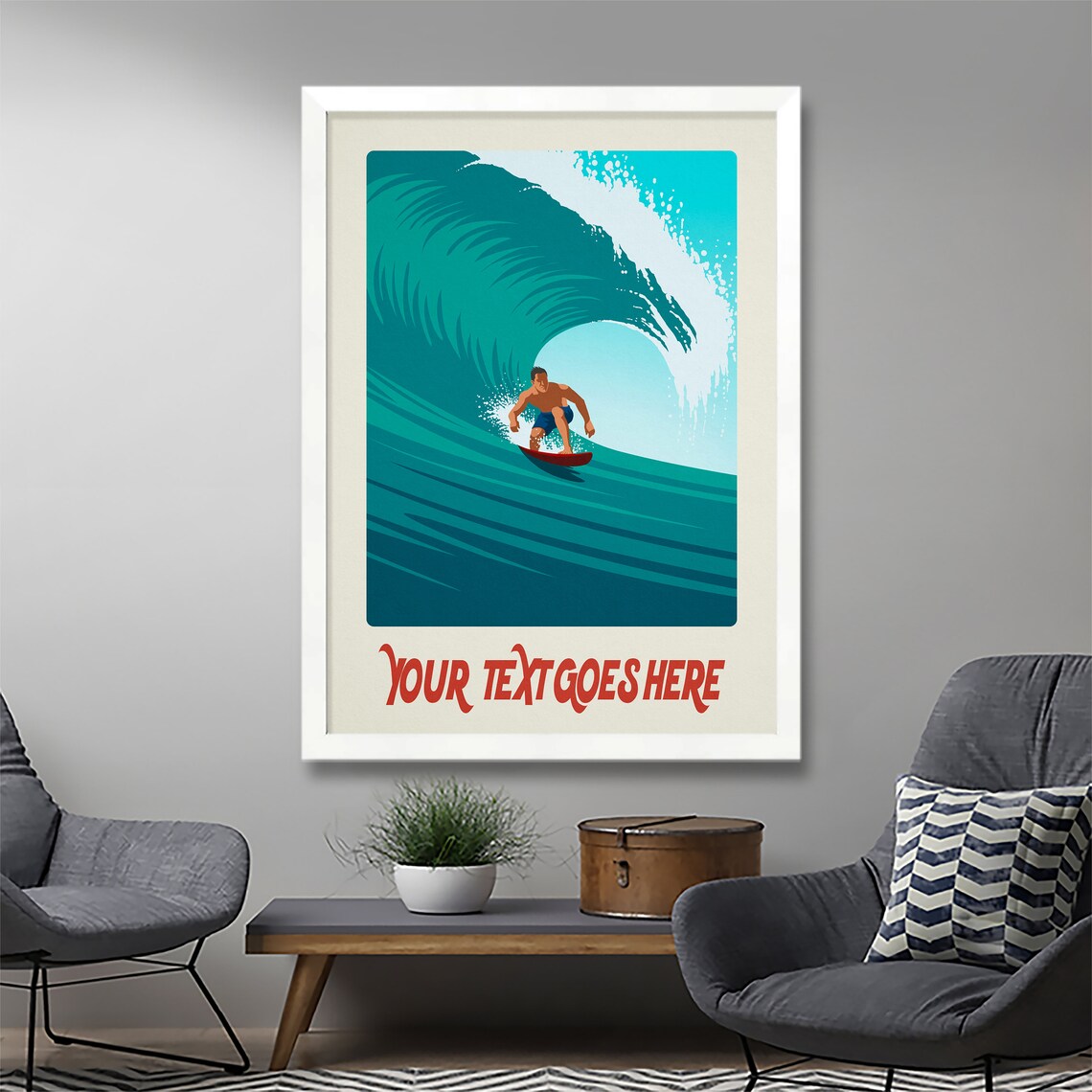 Personalised Surf Gift Custom Surf Art Print Surfing Poster Personalised Surfing Art Personal Surf Gift - Image 3