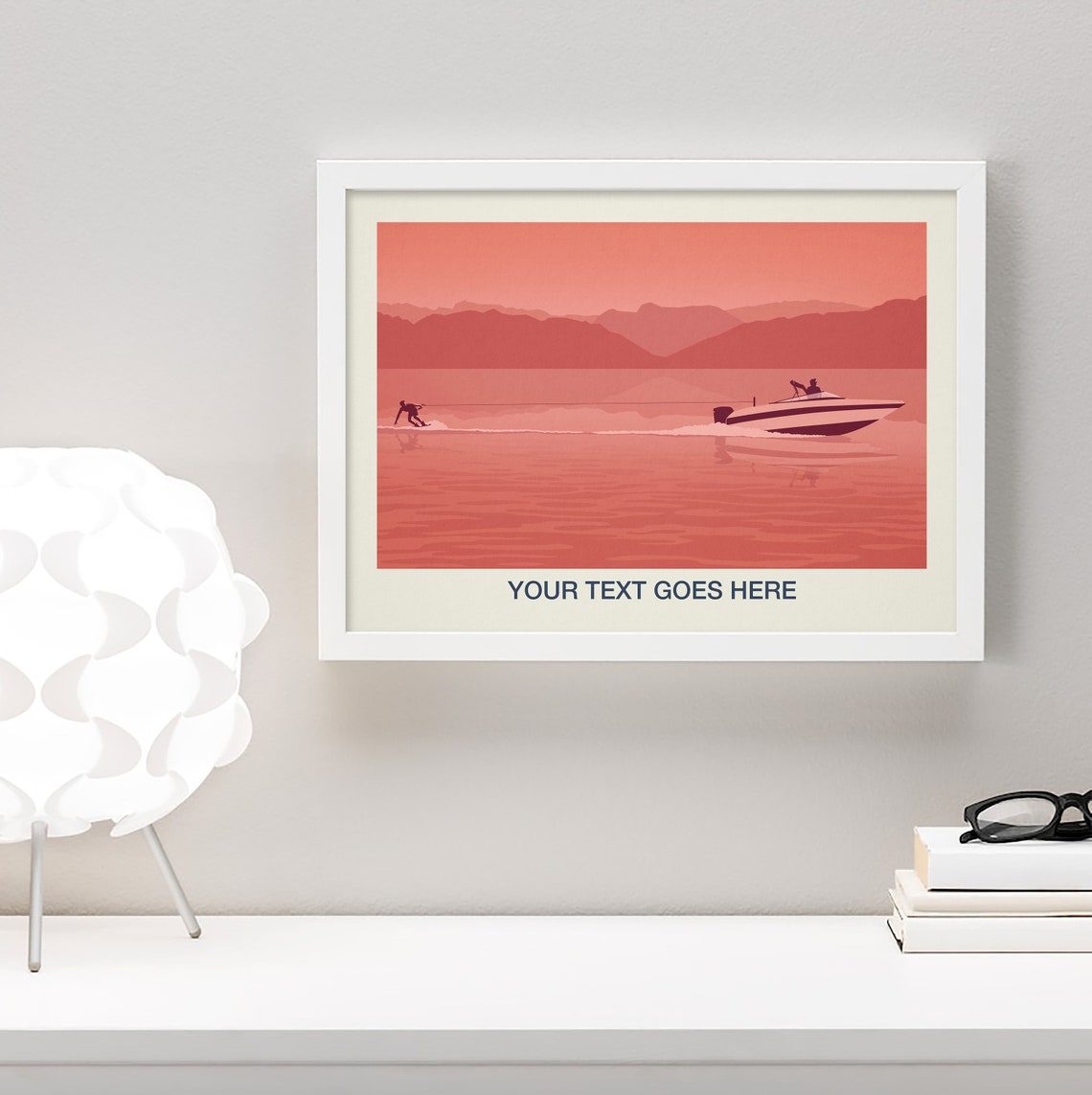 Personalised Wakeboarder Sunset Custom Text Boating Gift Poster - Image 4