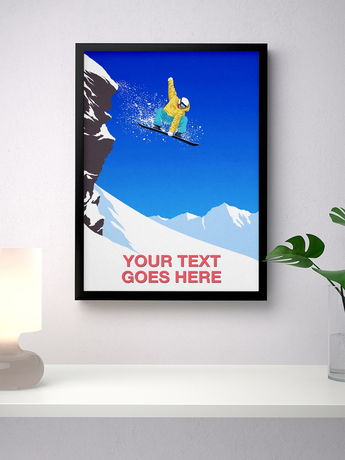 Personalised Snowboarder Jump Poster Custom Text Snowboard Art Gift - Image 4