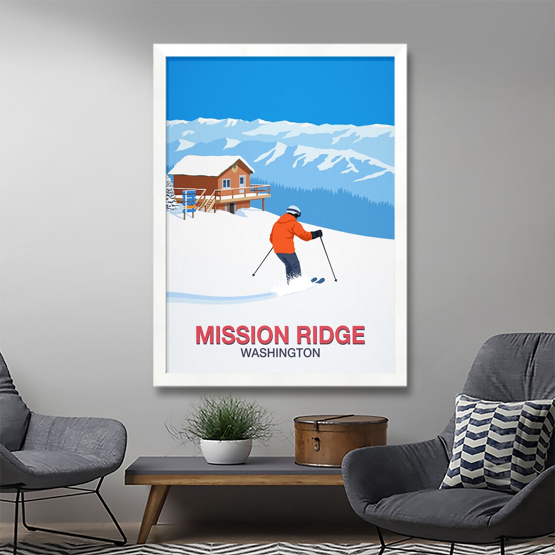 Mission Ridge Ski Resort Travel Poster Print - Image 2