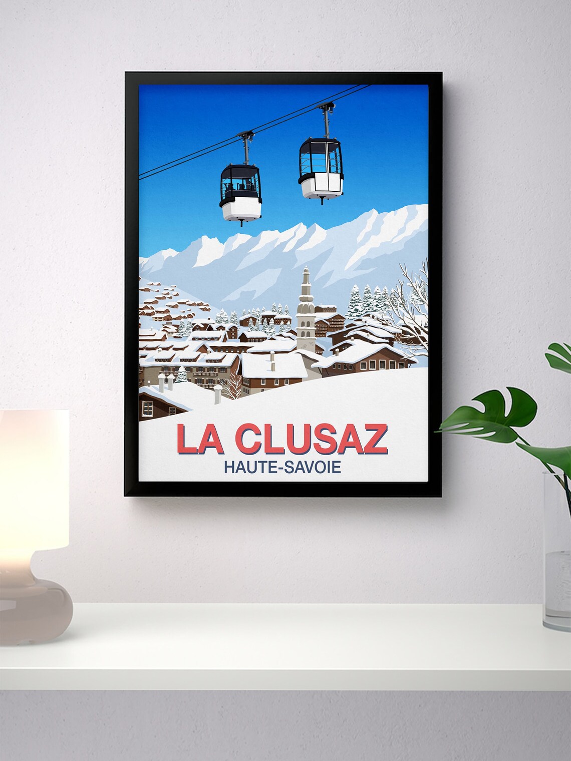 La Clusaz Ski Resort Travel Poster, Mountain Print - Image 2