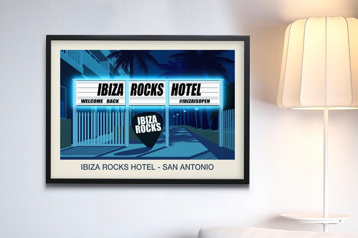 Ibiza Rocks Hotel Poster with Neon Marquee Entrance San Antonio Ibiza - Image 3