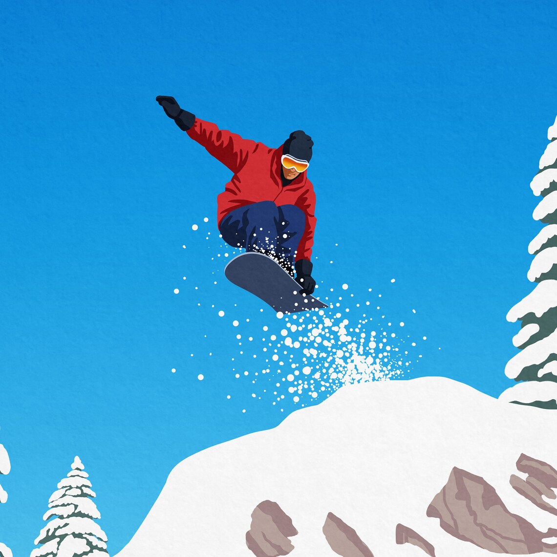 Snowboarder Cliff Jump Personalised Ski Gift Art - Image 2