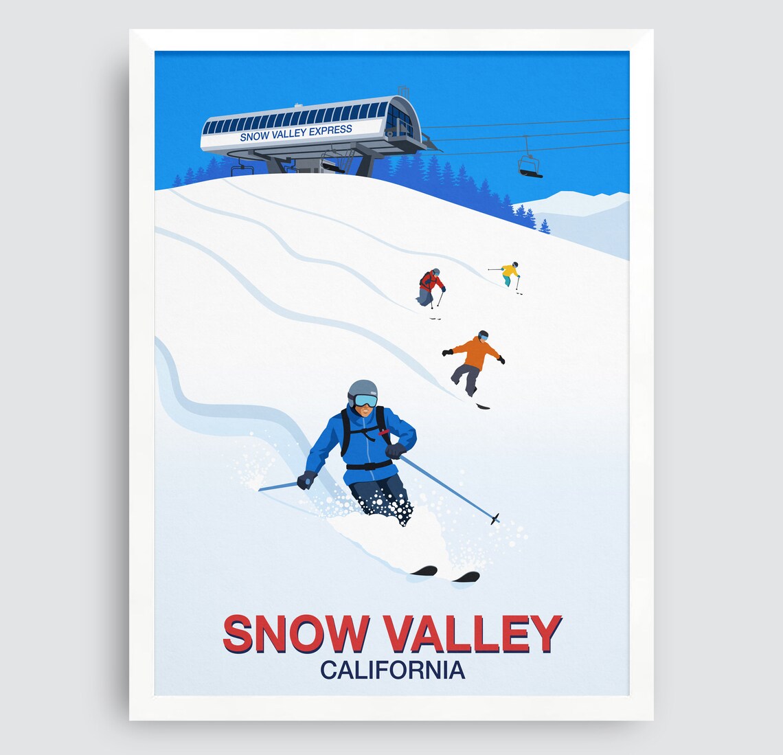 Snow Valley California Classic Ski Resort Vintage Travel Art Poster - Image 4
