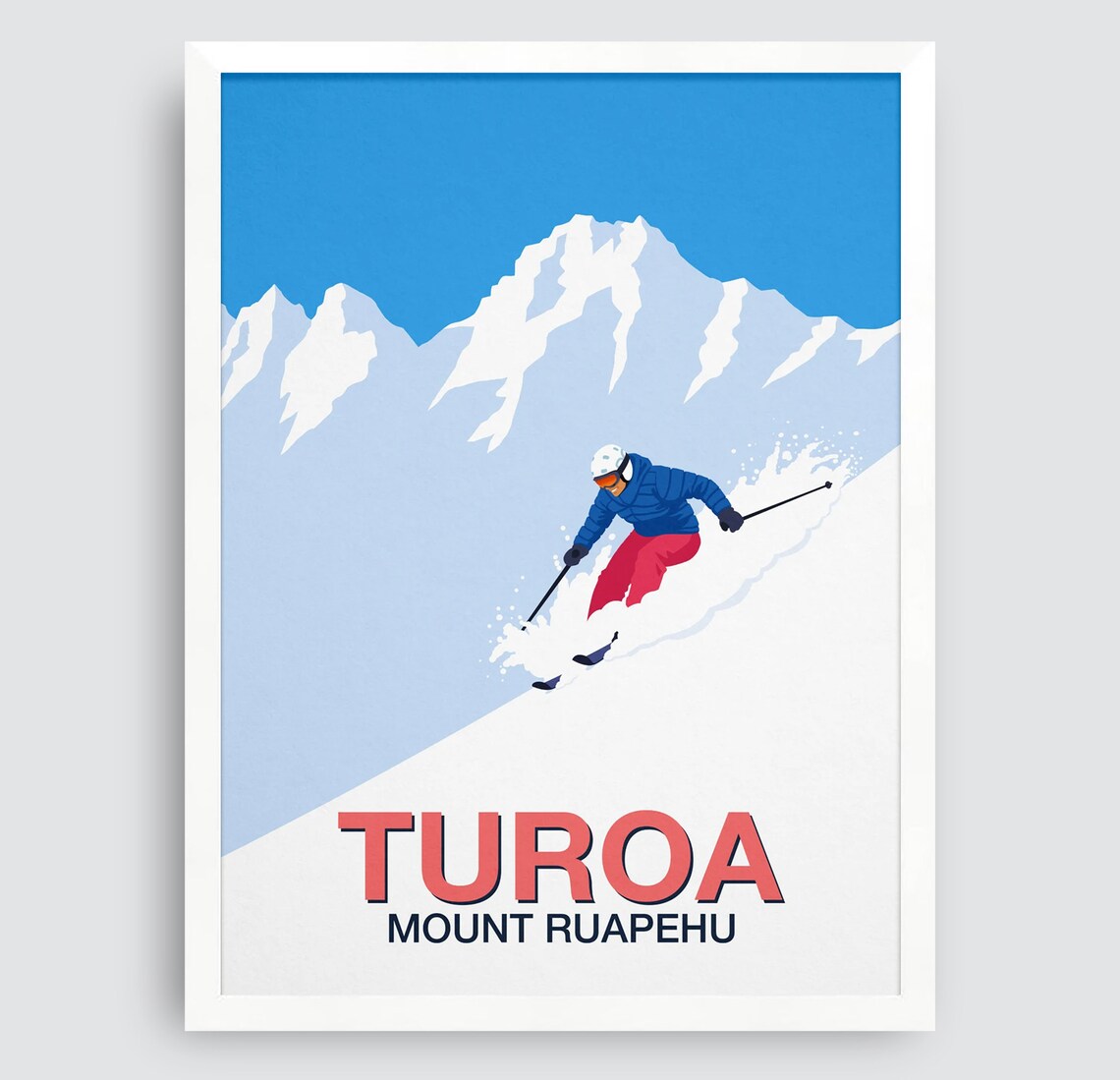 Turoa Mount Ruapehu Ski Poster New Zealand Powder Carving Art - Image 3