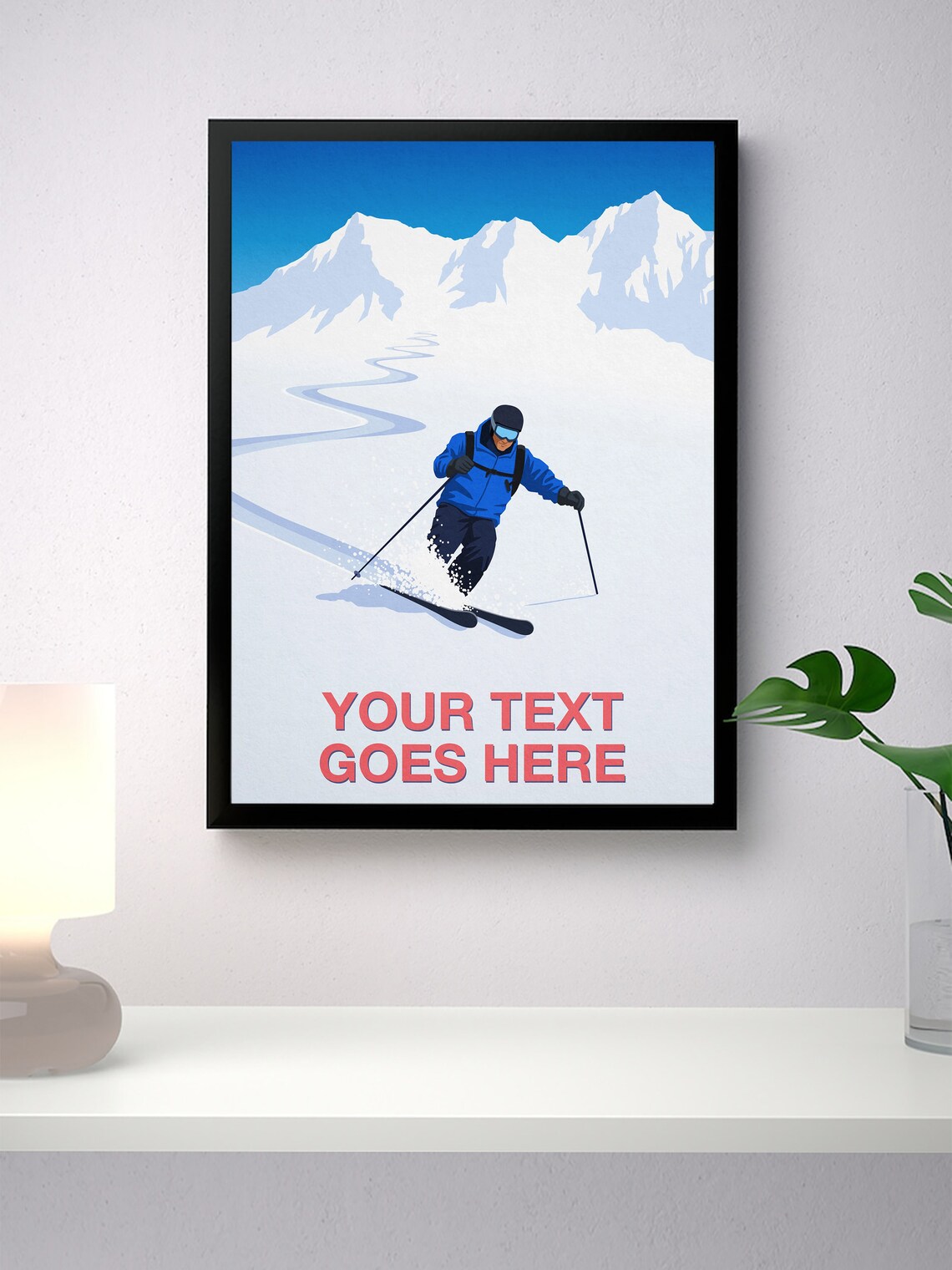 Personalised Ski Gift, Custom Ski Art Poster - Image 2