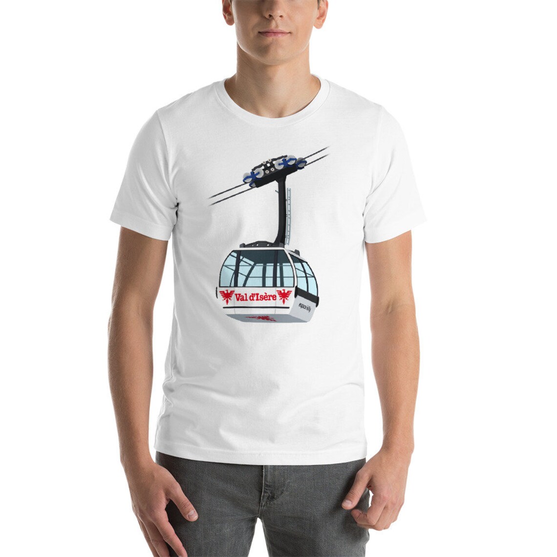 Val d Isere Gondola Vintage Graphic Tee Short Sleeve Art Print - Image 4