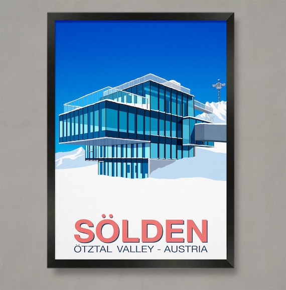 Solden Ski Resort Travel Poster, Ski Print