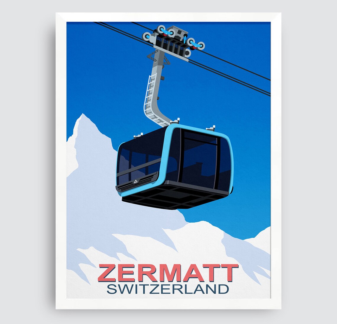 Zermatt Pininfarina Cable Car Travel Poster - Image 3