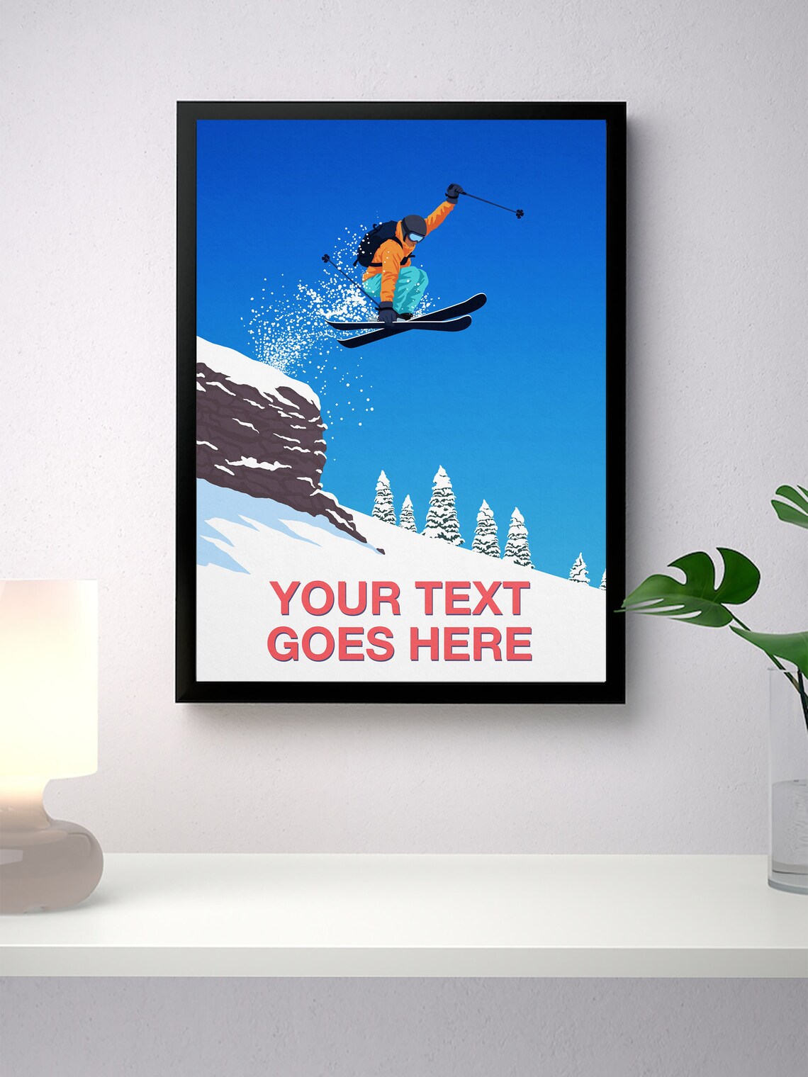 Personalised Ski Gift Custom Ski Art Poster - Image 2