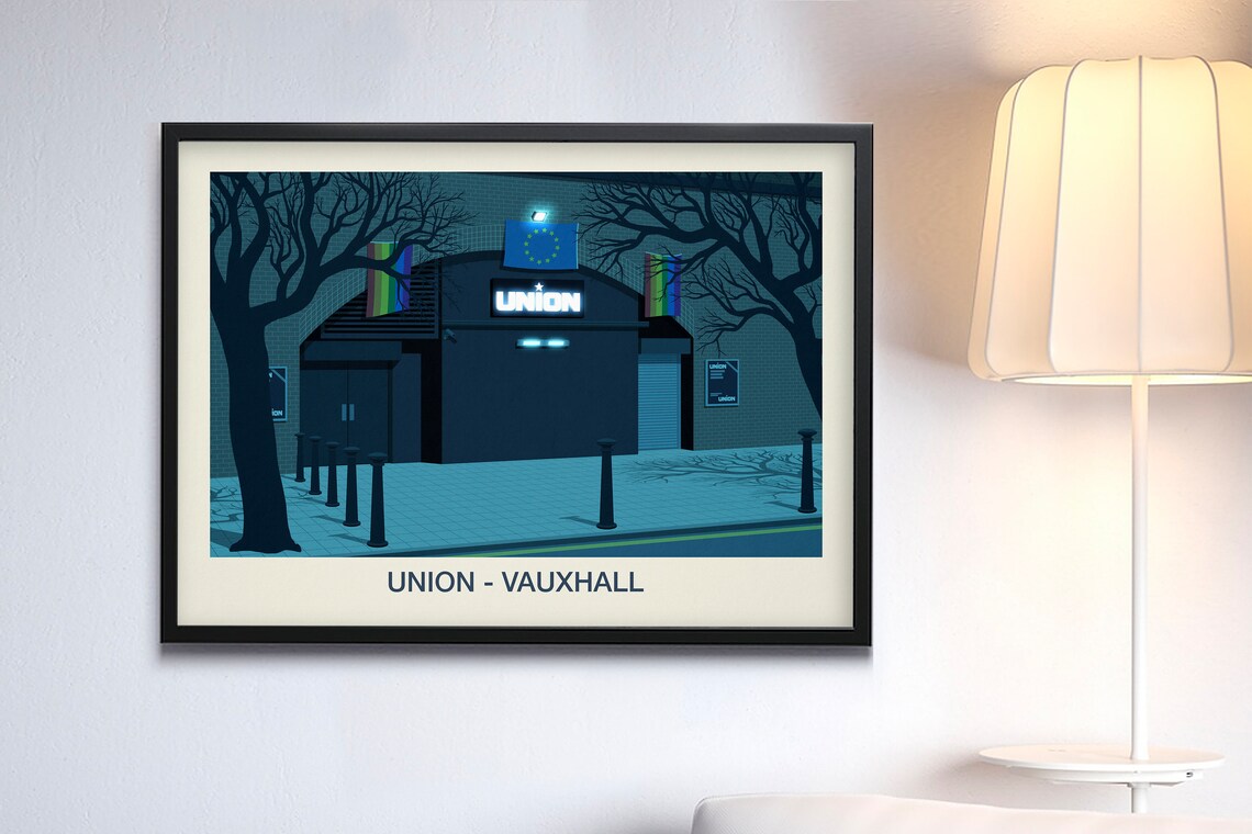 Union Vauxhall Nightclub Poster Rainbow Flags London Venue Artwork - Image 3