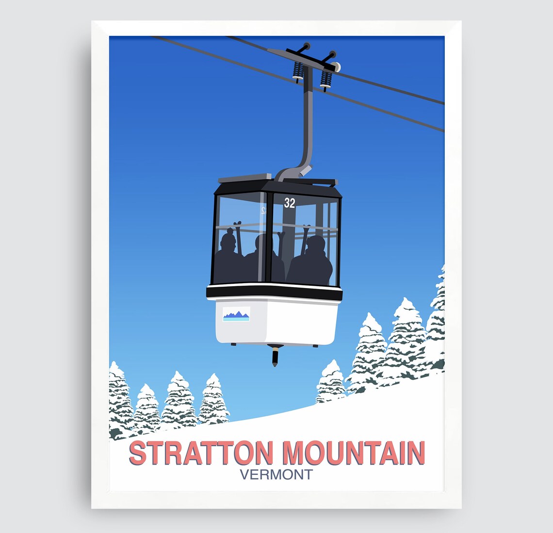 Stratton Mountain Vermont Gondola Cabin Snowy Pines Winter Ride Poster - Image 3