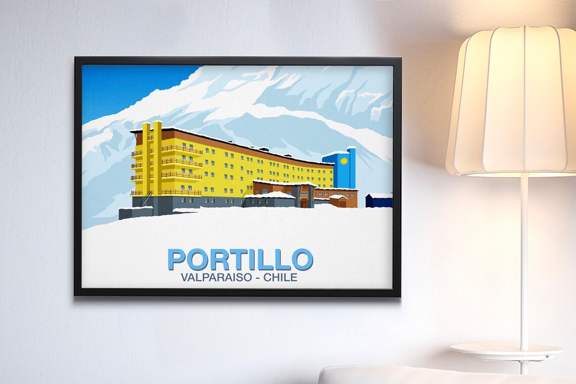 Portillo Chile Hotel Andes Mountains Retro Ski Travel Art Poster - Image 3