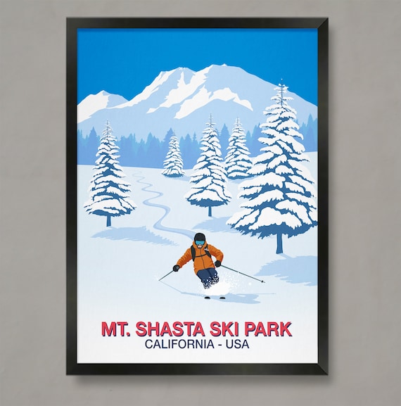 Mt Shasta Ski Park California Powder Skiing Resort Travel Poster
