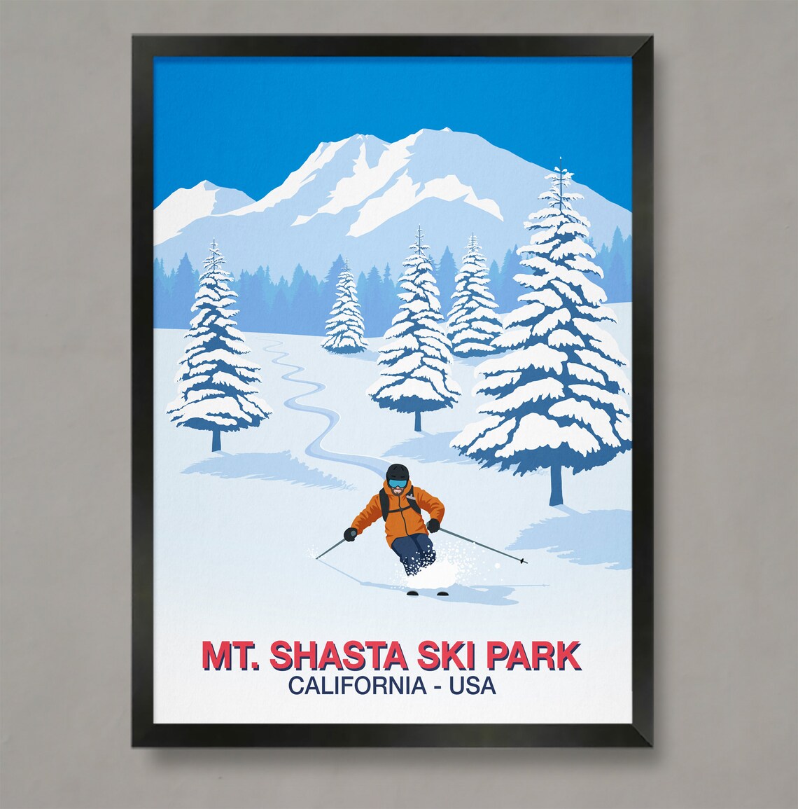 Mt Shasta Ski Park California Powder Skiing Resort Travel Poster