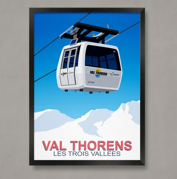 Val Thorens Gondola Les Trois Vallees Ski Resort Travel Poster