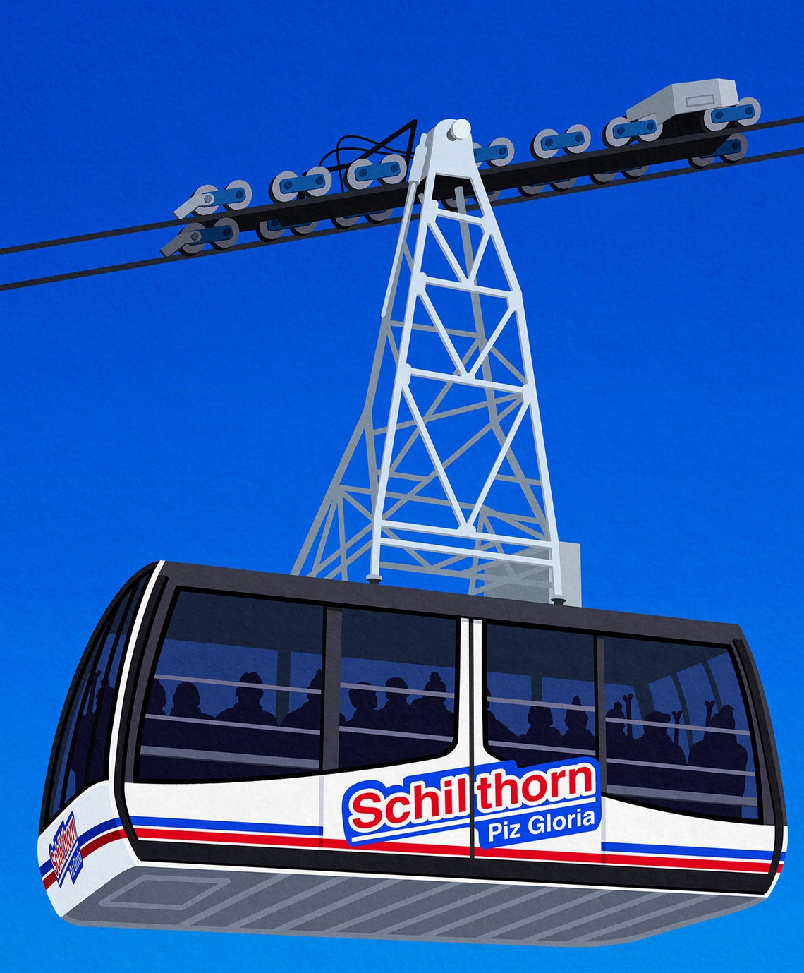 Murren Jungfrau Switzerland Schilthorn Piz Gloria Cable Car Ski Poster - Image 2