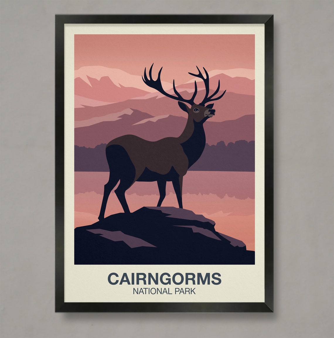 Cairngorms National Park Red Deer Stag Sunset Wildlife Wall Art