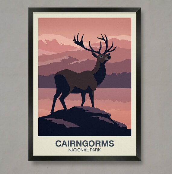 Cairngorms National Park Red Deer Stag Sunset Wildlife Wall Art