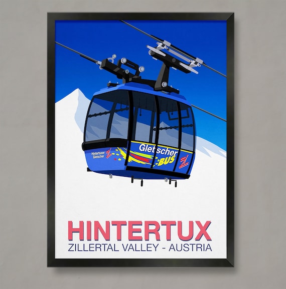 Hintertux Ski Resort Travel Poster, Ski Print