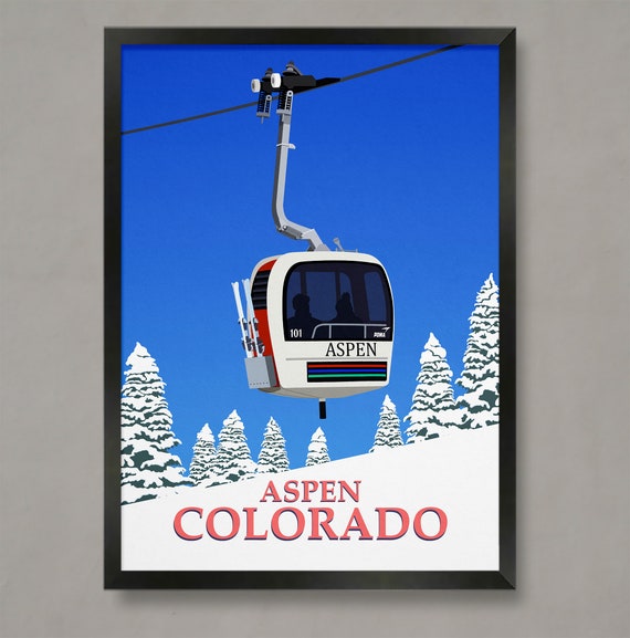 Aspen Colorado Vintage Ski Poster Ski Resort Poster Ski Print Snowboard Poster Ski Gifts Ski Poster