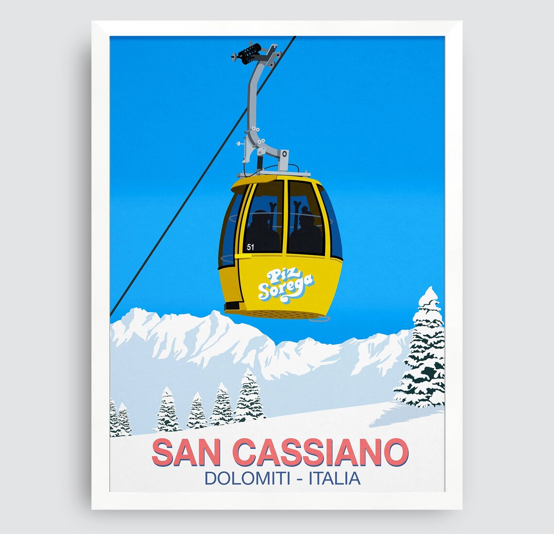 San Cassiano Ski Resort Travel Poster - Image 3