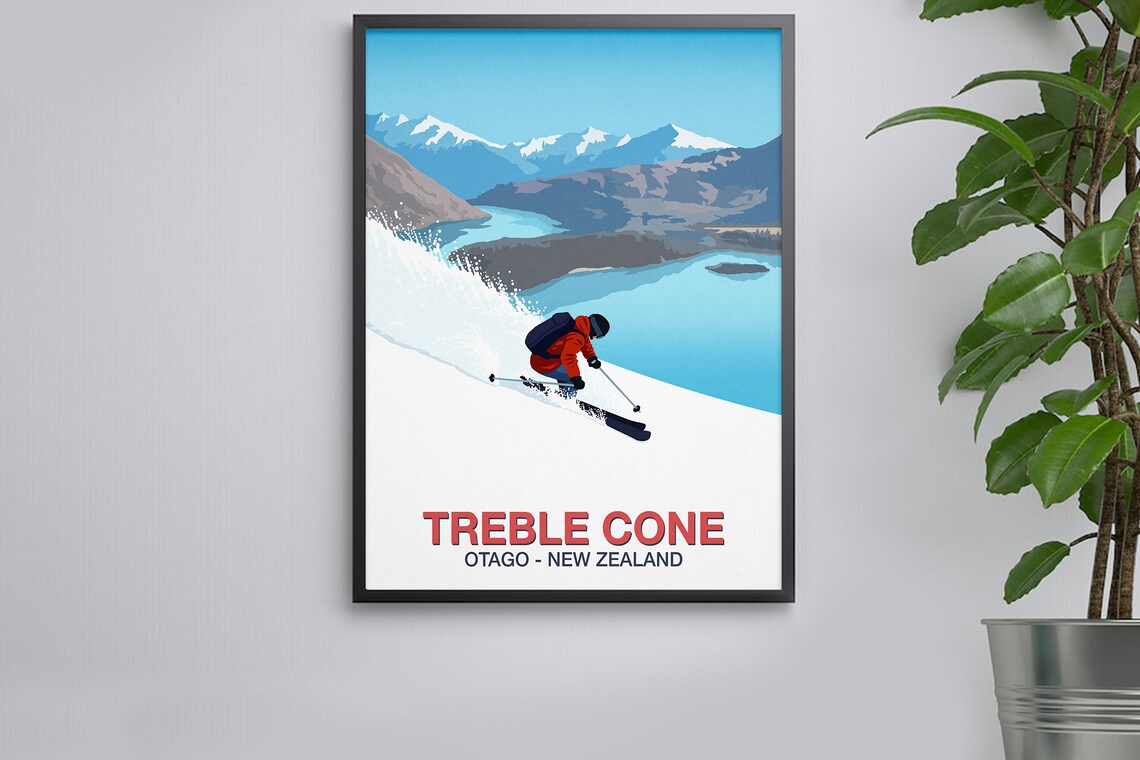 Treble Cone Ski Resort Travel Poster, Ski Print - Image 2