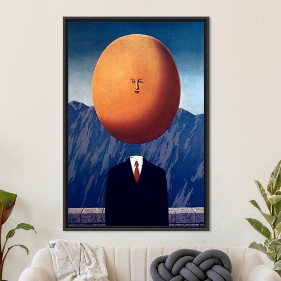 Surrealist Suited Man With Giant Egg Head Mountain Dream Poster